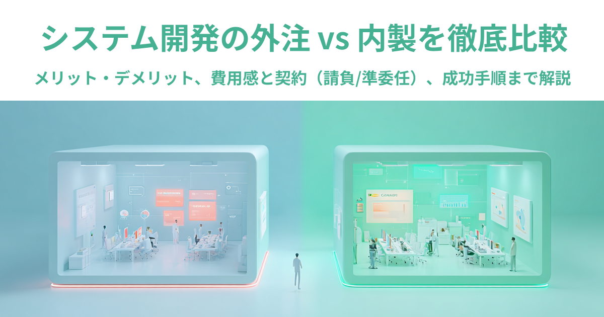 システム開発の外注 vs 内製を徹底比較|メリット・デメリット、費用感と契約(請負/準委任)、成功手順まで解説