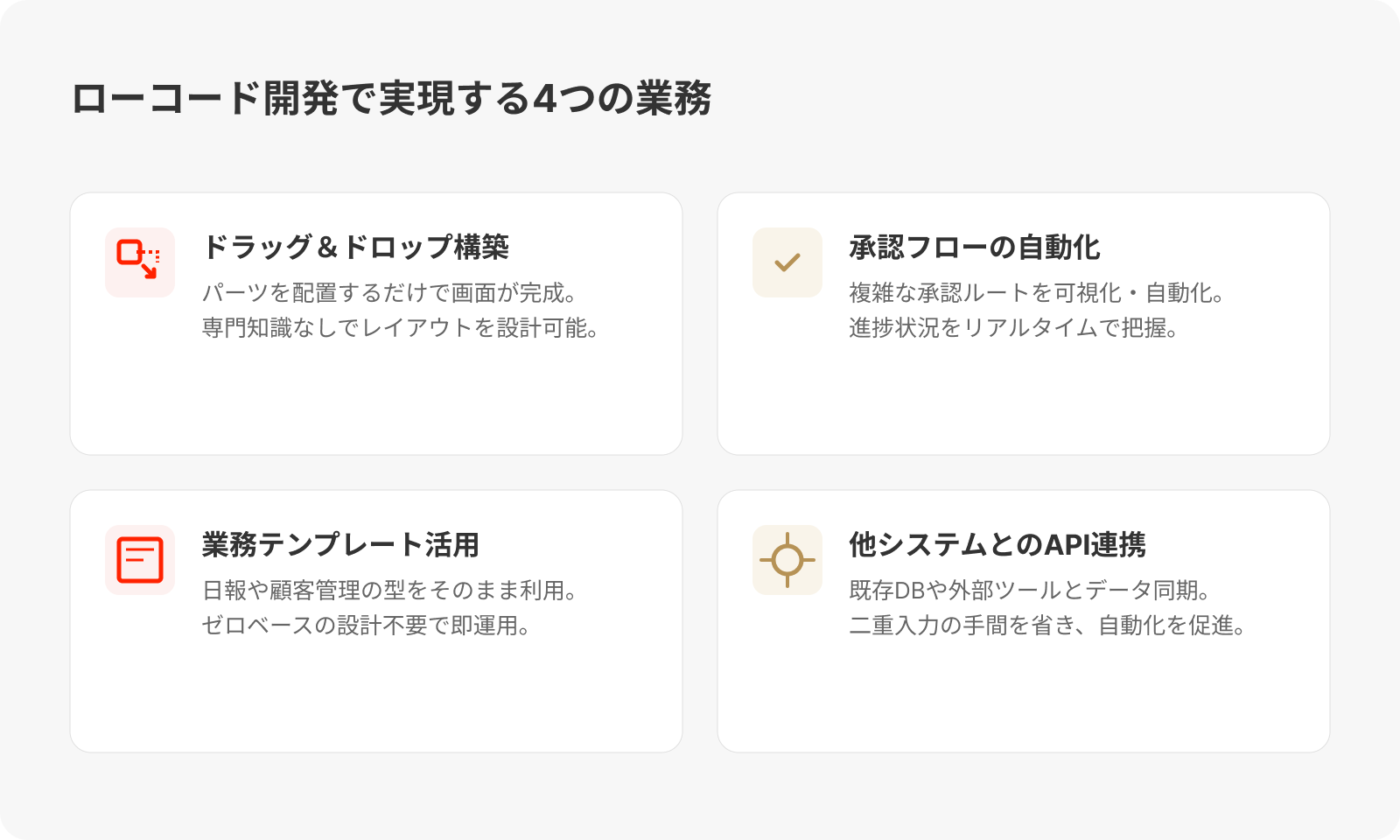 ローコード開発で実現する4つの業務