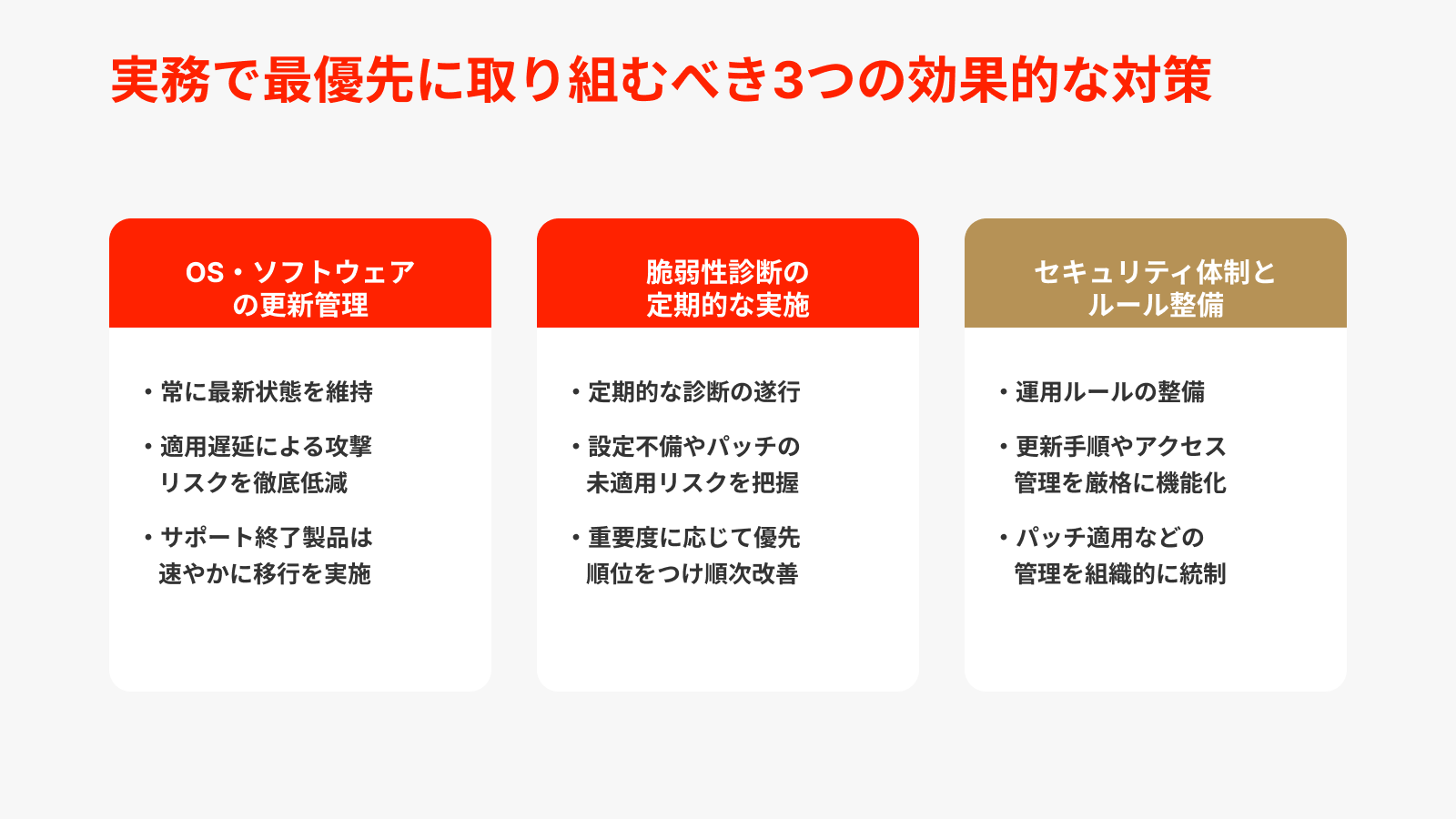 脆弱性に効果的な3つの対策