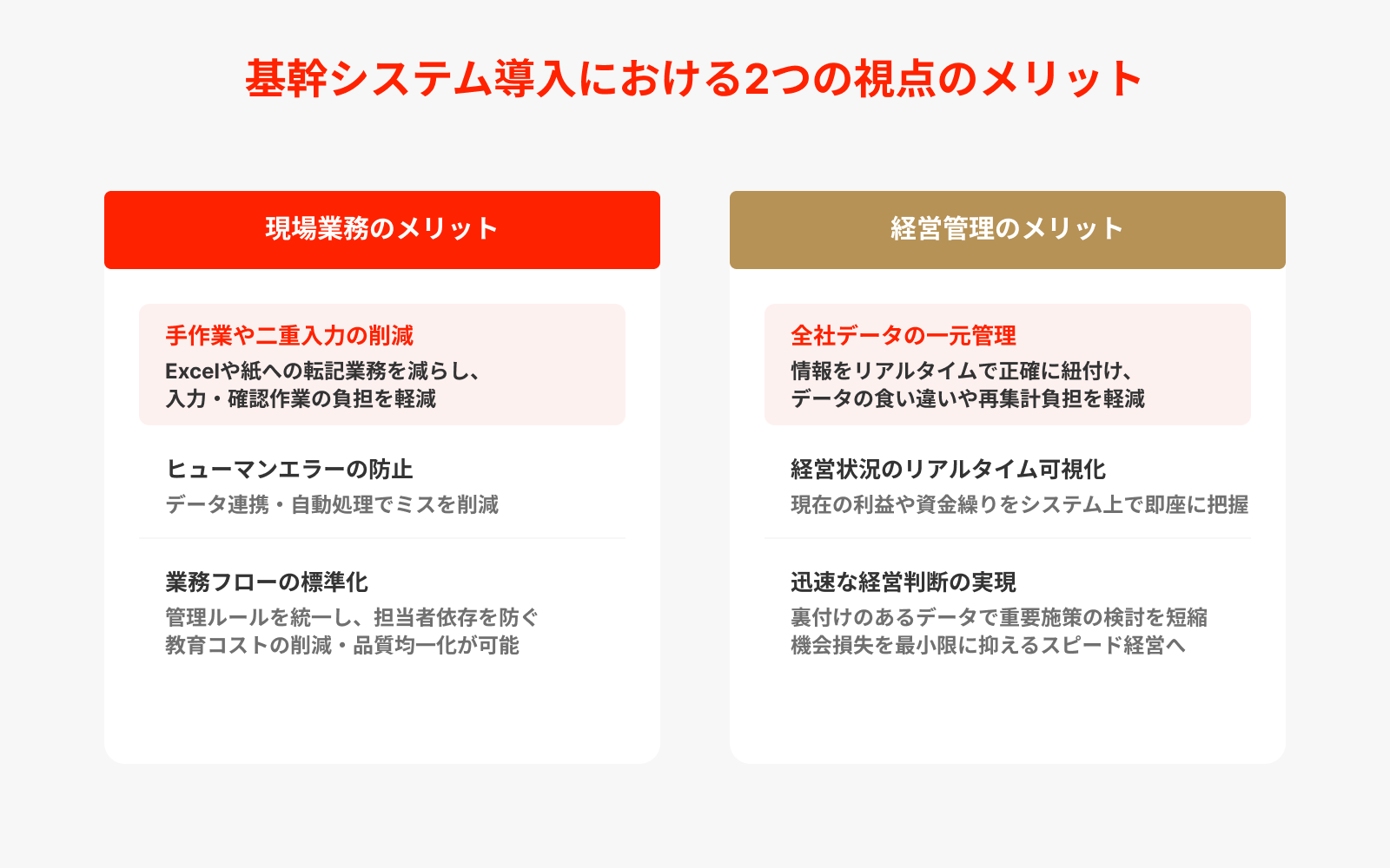 基幹システム導入における2つの視点のメリット