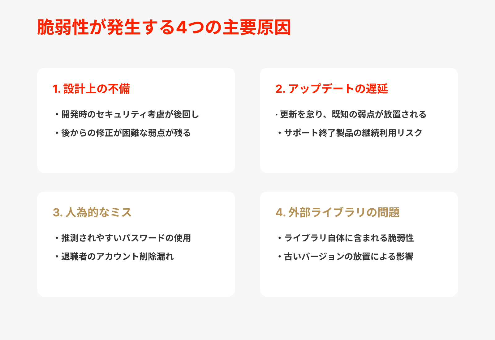 脆弱性が発生する4つの主要原因